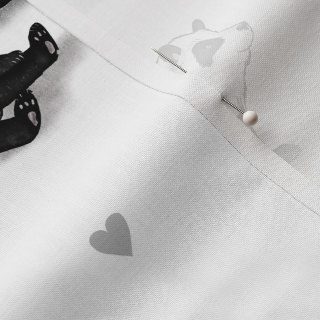 Spoonflower Fabric - Hearts Panda Bear China Black Animal Endangered Species Printed on Petal Signature Cotton Fabric by The Yard - Sewing Quilting Apparel Crafts Decor