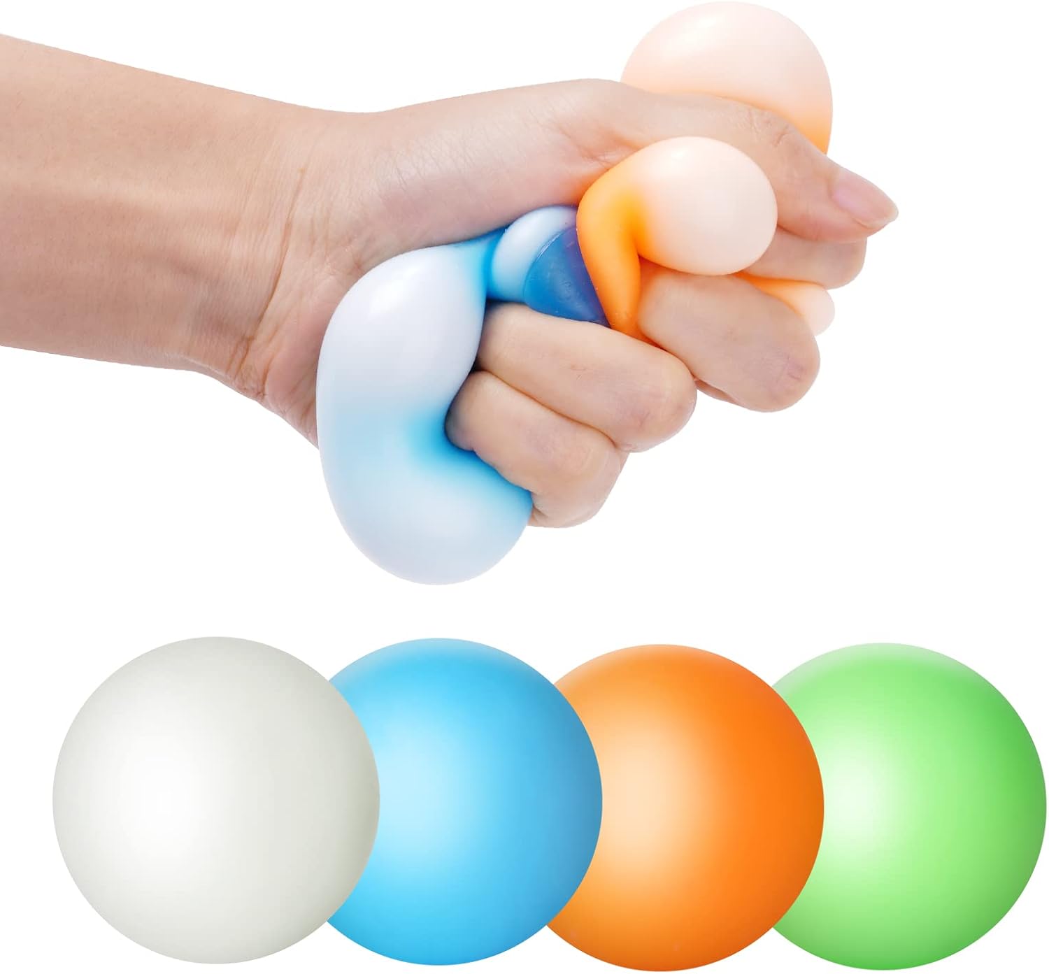 Vicloon Pelotas de Descompresión, 4PCS Pelotas Adhesivas Fluorescentes, Pelotas de Descompresión Brillantes, Juguetes de Descompresión Adecuados para Adultos y Niños para Aliviar la Ansiedad