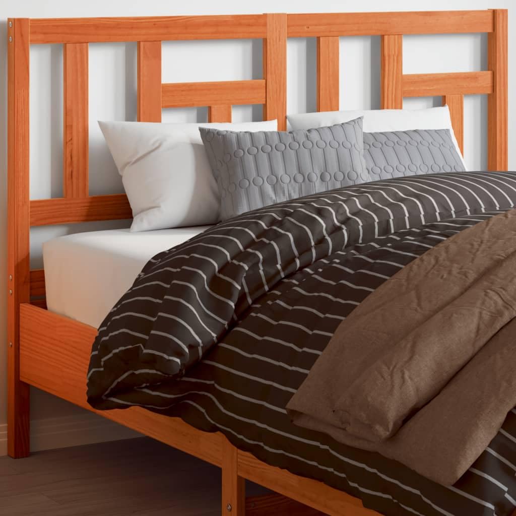 Cabecero de cama de cera marrón, 135 cm, madera maciza de pino, muebles, camas y accesorios, cabeceras y patas de cama, marrón, 12.96 LB,844363