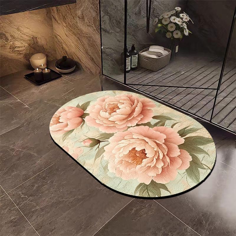 Mat de bain en pierre de diatomite premium rose anti-moisissure