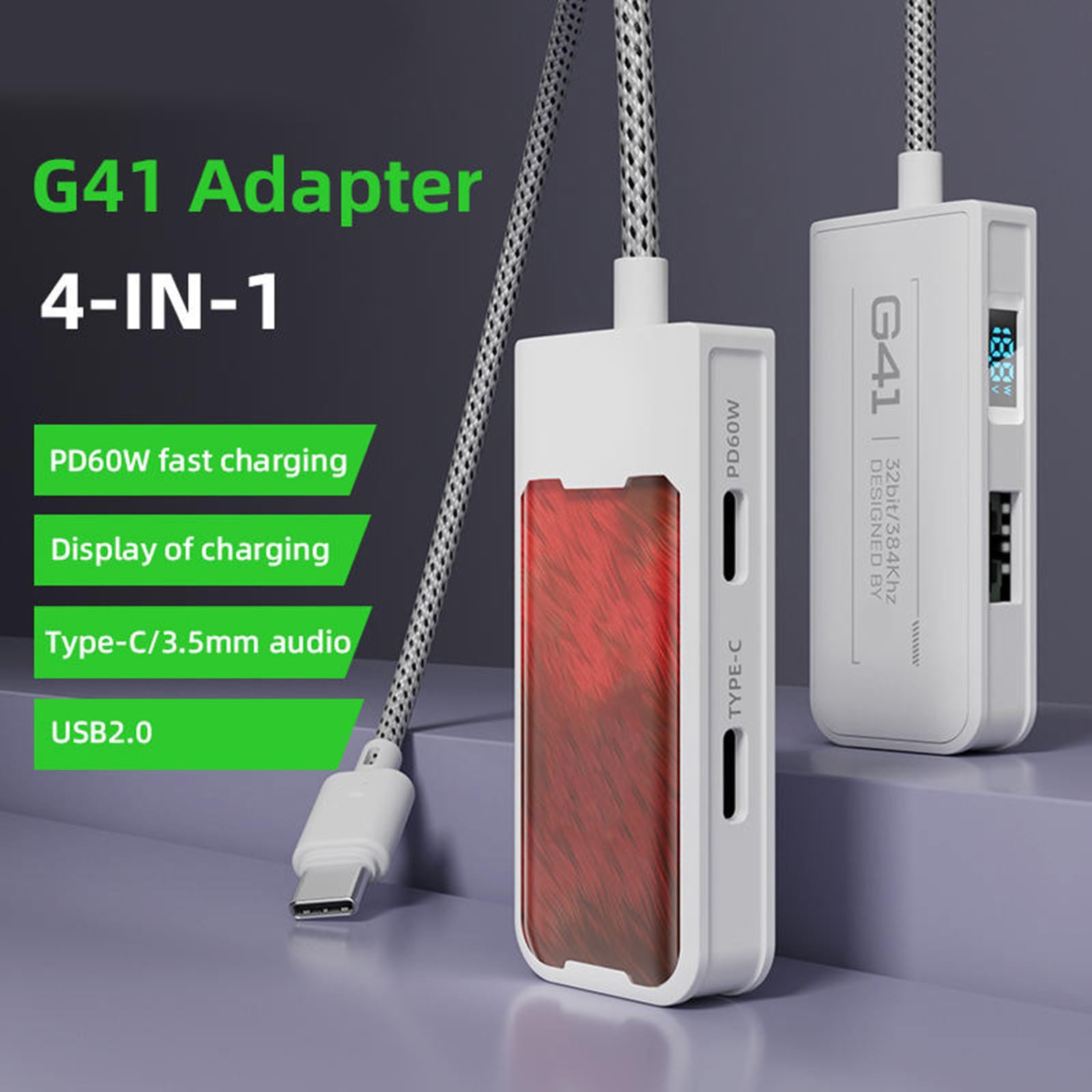 Adattatore tipo C per auricolari da gioco, telefono, G41 | Ricarica del controllo della musica per smartphone e tablet