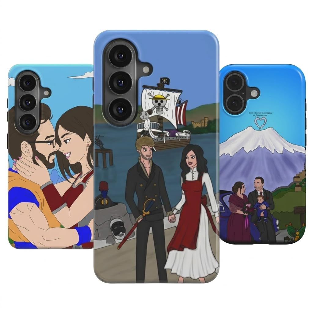 Cover Personalizzata per iPhone, Custodia con Disegno Artistico a Mano da Foto, Personalizzabile L'arte del ricordo by Mangari (Samsung Galaxy S24, Custodia Rigida Doppio Strato)