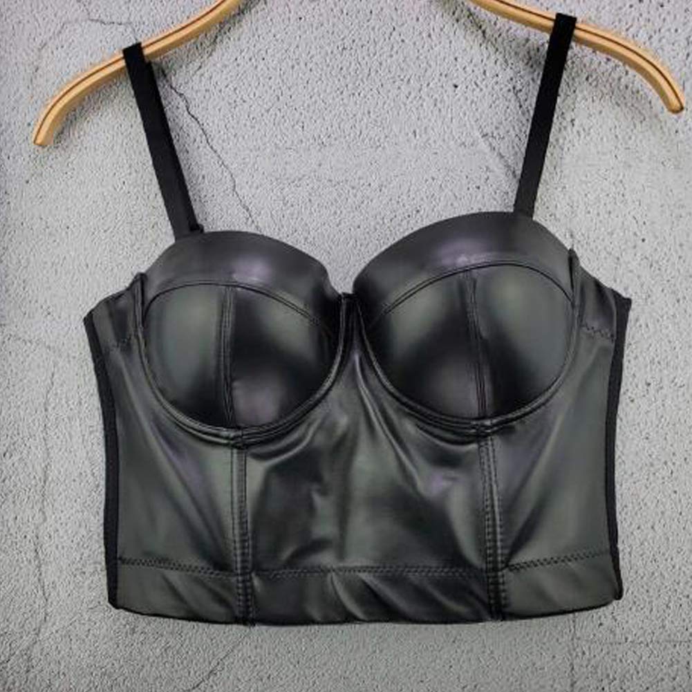 Nera PU Bustino Gotico con Bustino Gotico da Donna Top Corto Bustino Corset Top in Pelle