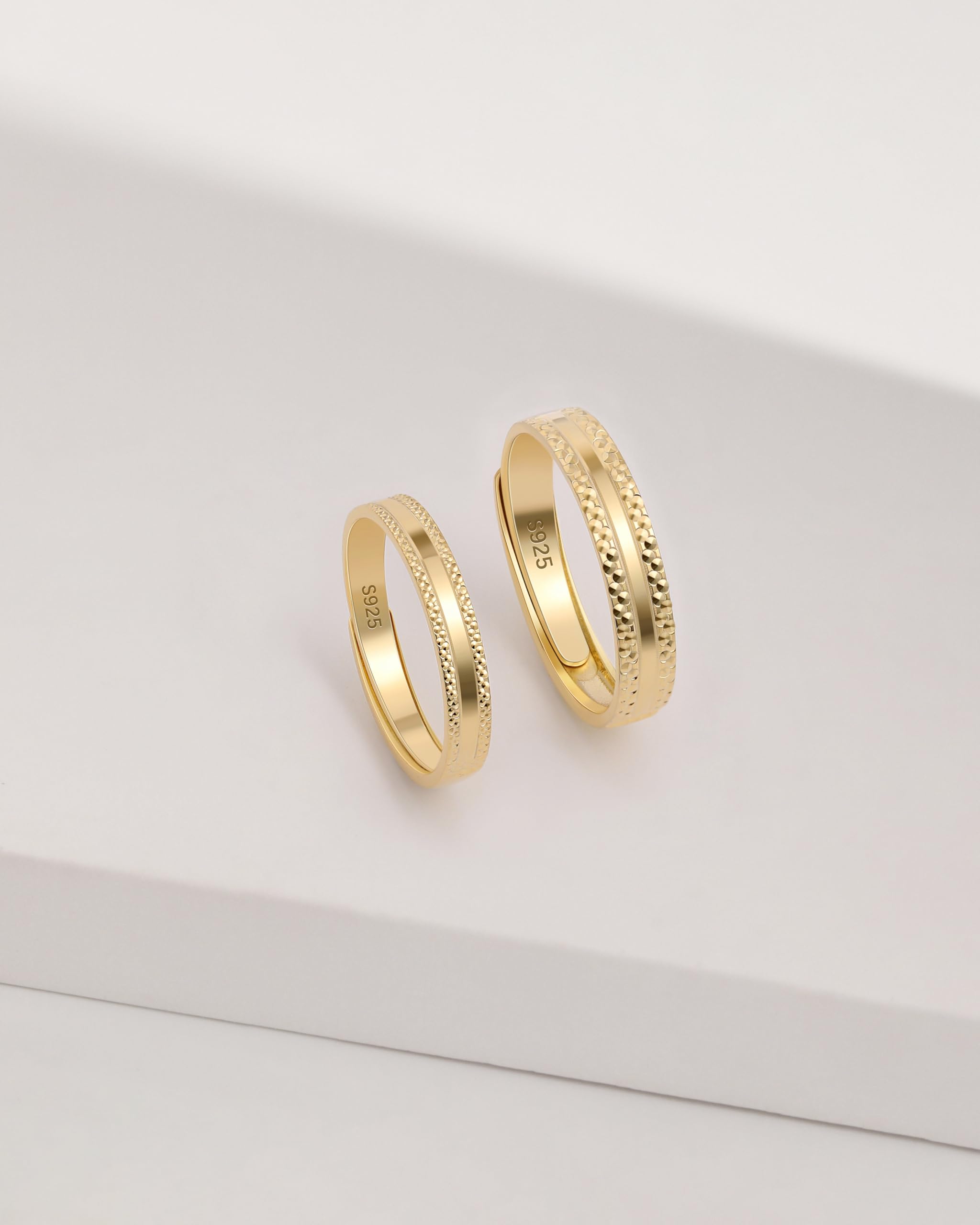 Meissa Alianzas de Plata de Ley 925 para Pareja Anillos de Boda Ajustables de Compromiso Promesa Aniversario Joyería Nupcial San Valentín