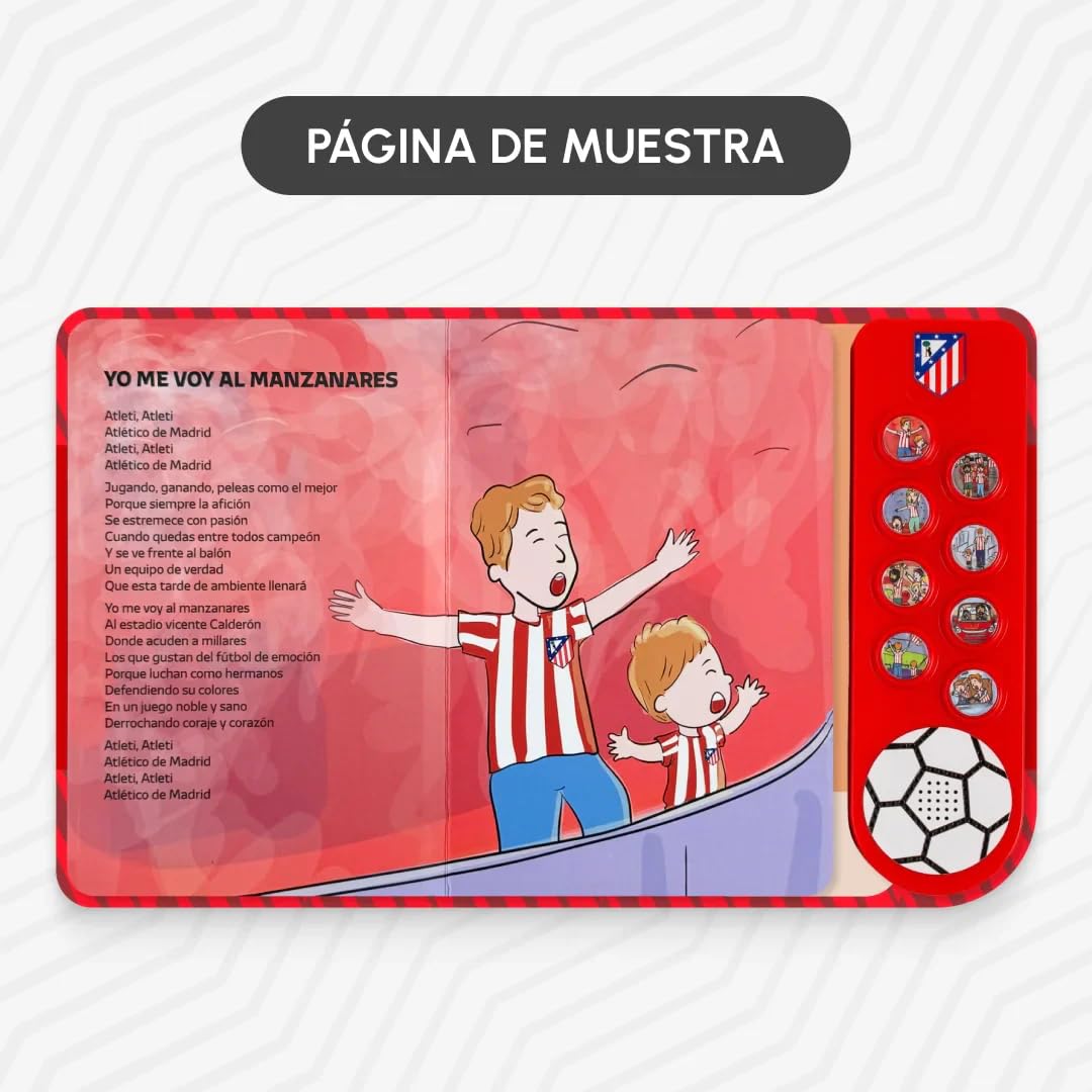 Fans Legacy - Libro de Sonido Interactivo Oficial Con Licencia Del Atlético de Madrid Para Niños, 8 Cánticos de Aficionados, Mayores de 2 Años