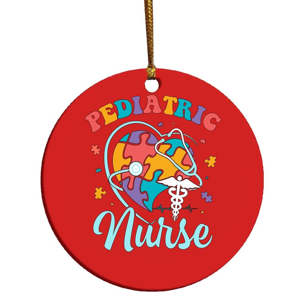 Pediatric Nurse Autism Day Love Heart Stethoscope Nursing Christmas Ornament