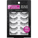 Salon Perfect False Eyelashes GO GLAM Multi Pack 105 Black, Ultra thin 5 pairs of Lashes