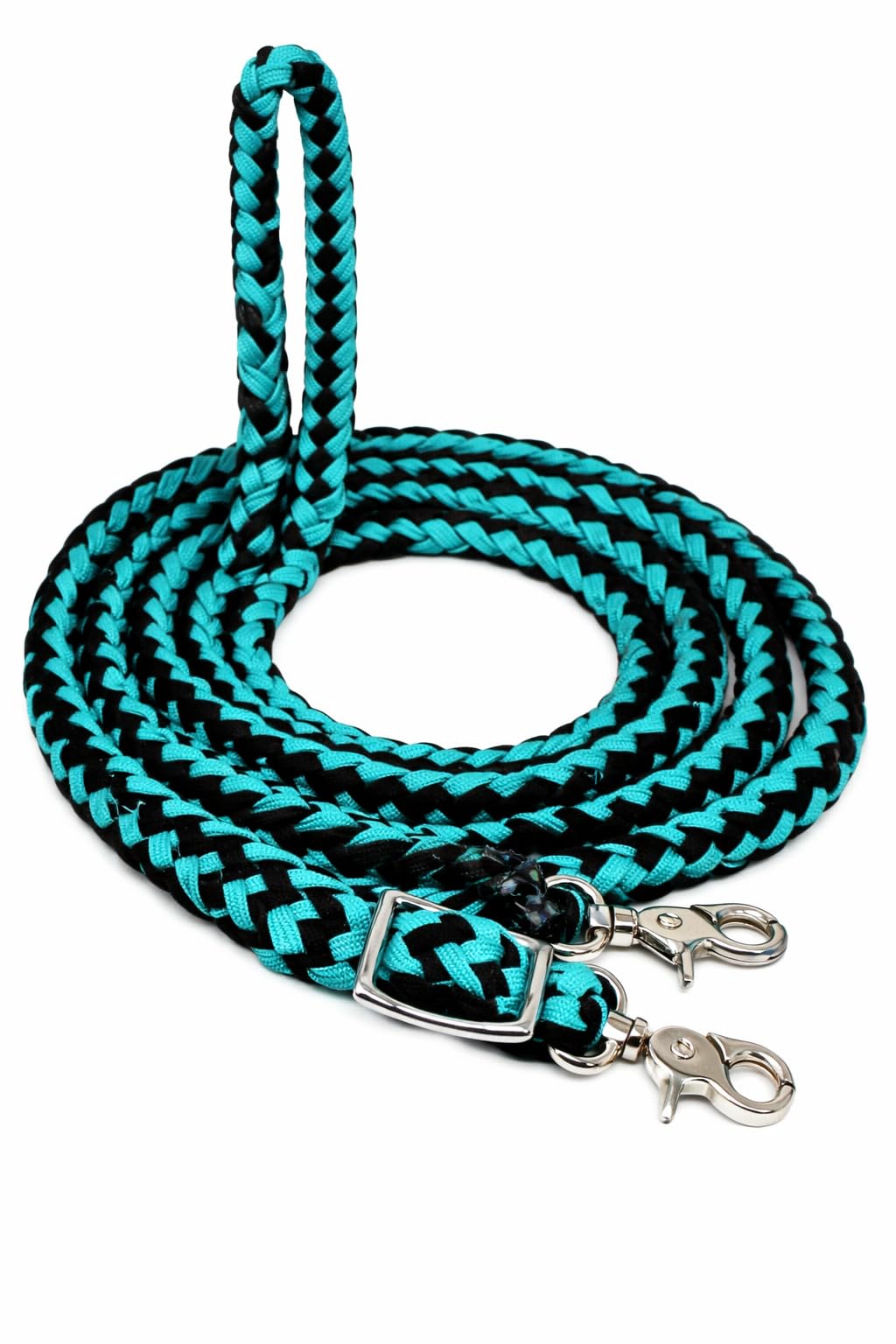 Cuerda con nudos caballo Tack barril de Western riendas de nailon trenzado turquesa BLK 60701