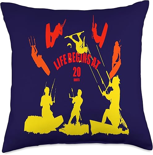 Miniatura 5 de Kiting Life Begins at Twenty Knots Kitesurfer Fun Quote - Almohada de 6 unidades, 16 x 16 pulgadas, multicolor