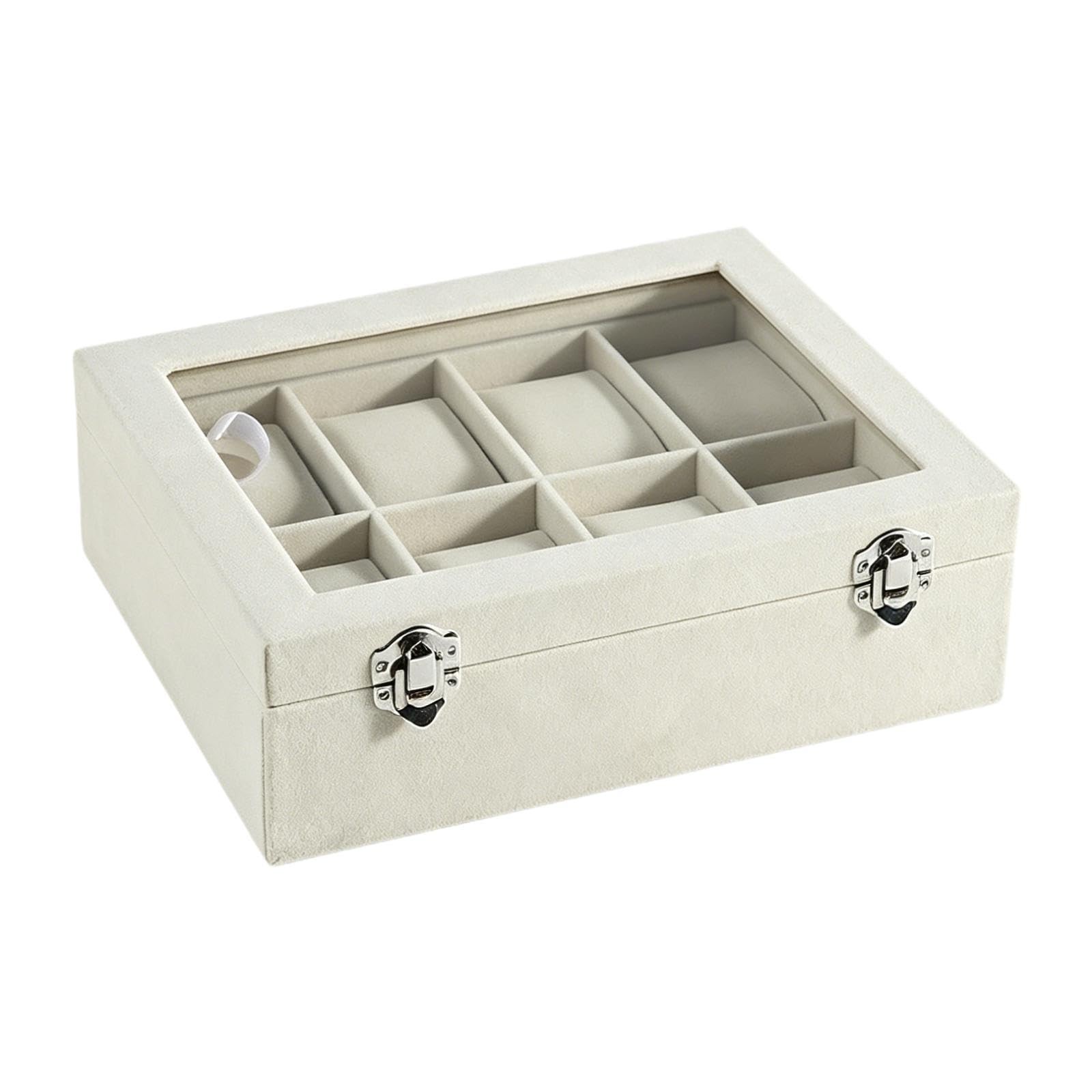 Scatola Porta Orologi/organizer per 8 Orologi Da Polso E Gioielli, con Coperchio Trasparente E Materiale in Tessuto Morbido, Ideale Come Regalo E per