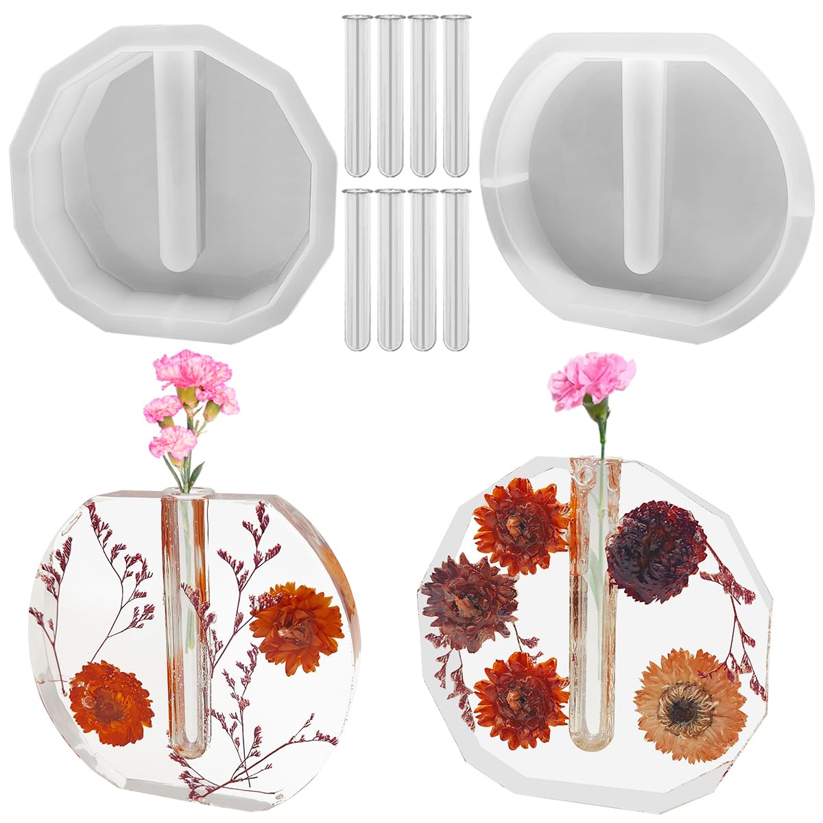 Moule en silicone pour vase en résine époxy SourceTon avec 8 tubes