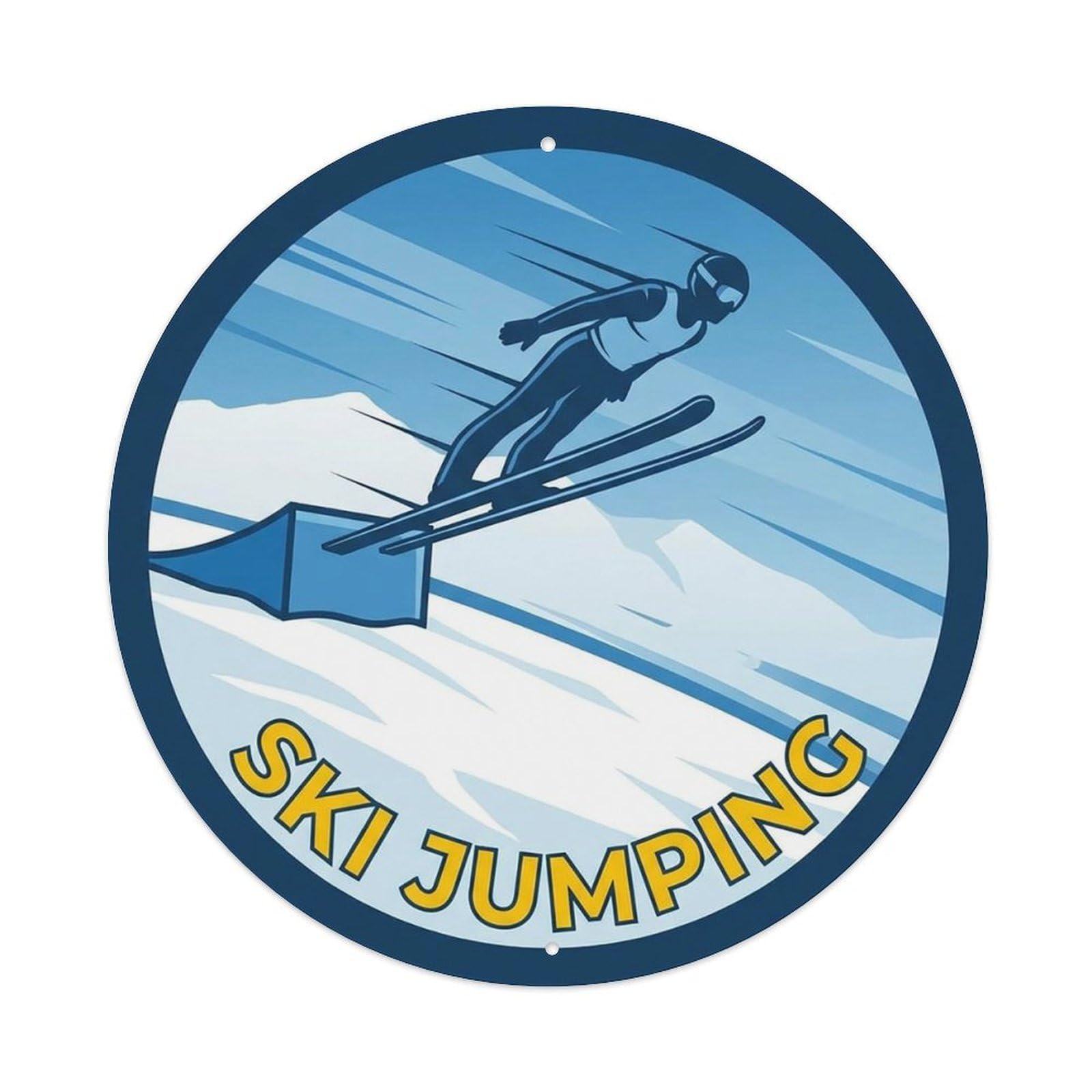 Vintage Ski Jumping Extreme Sports Vintage Metal Tin Sign Plaque Wall Decor for Cafe, Club Bar, Office, Garden Metal Poster 8x8Inch