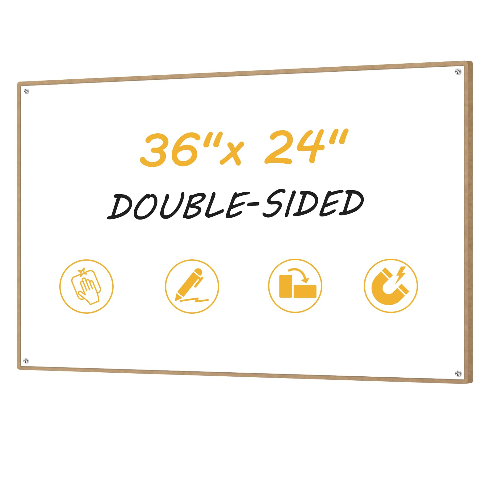 Offi-eqp 36”x24” Small Dry Erase Board for Wall 3' x 2' Double Sided Magnetic White Board Without Frame for Office, Class, Home