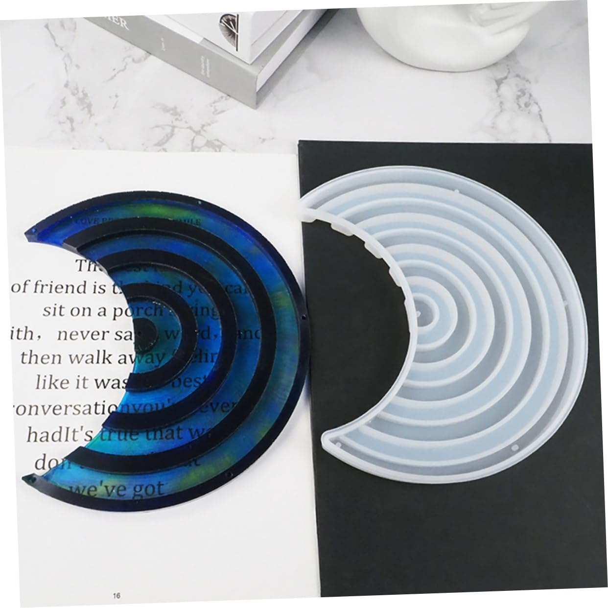 1 moule époxy de bureau rotatif en époxy pour décoration de calendrier - Moule rond à suspendre - Moule en silicone pour bricolage - Moule de moulage en gel de silice blanc