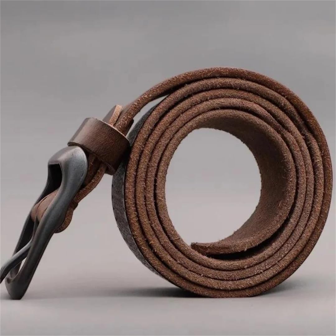 Yeuyyben Cinturón de piel auténtica para hombre con hebilla de metal, accesorio de moda casual para negocios