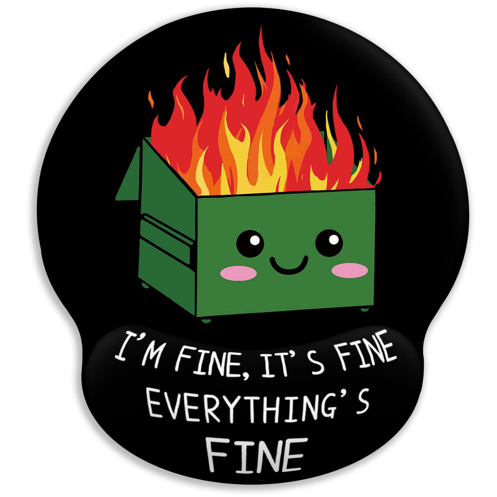 Ergonomic Mouse Pad with Wrist Support, Dumpster on Fire Mouse Pad with Wrist Rest, Gaming Mousepad with Non-Slip Pain Relief PU Base, Cute Mouse Pad