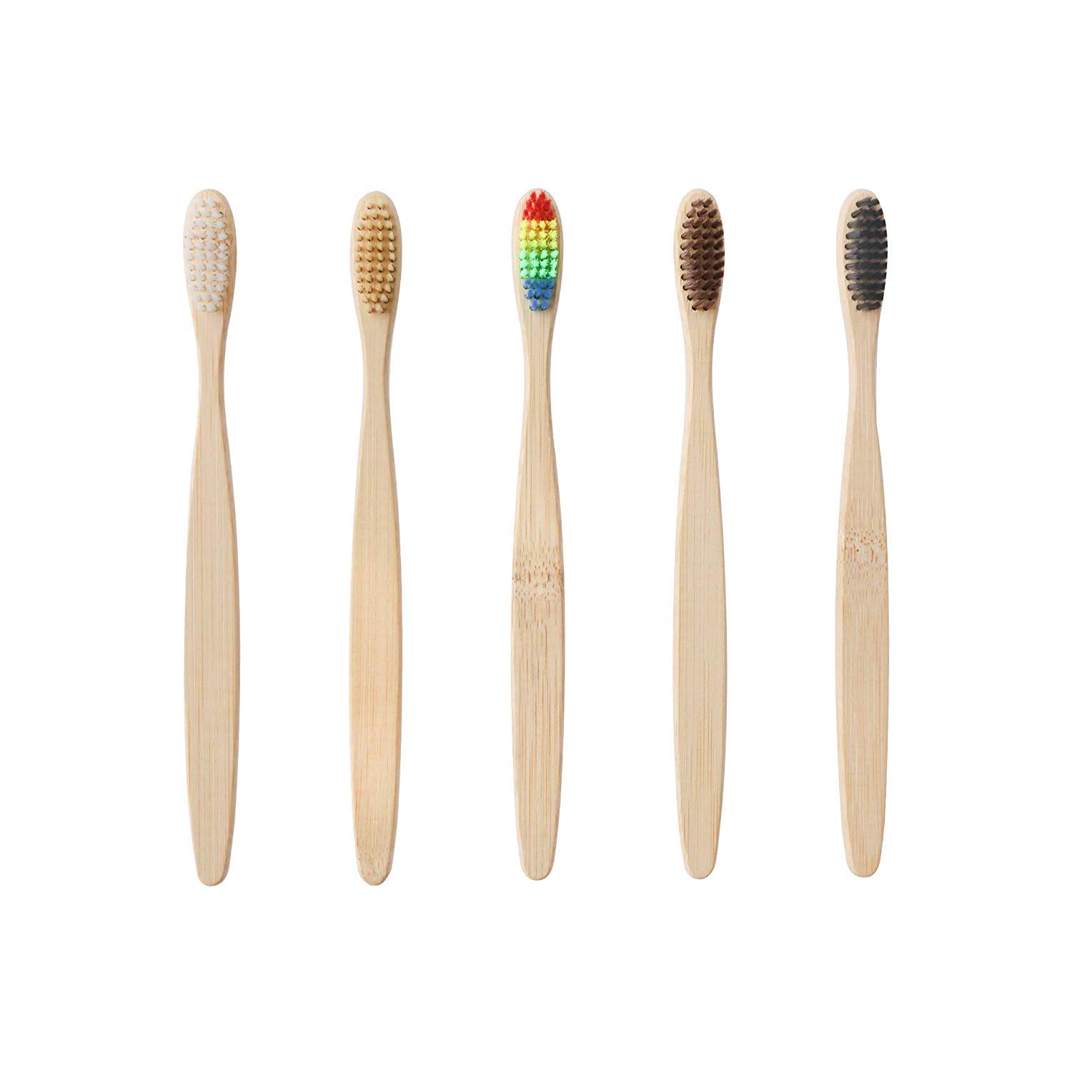 Bamboo Toothbrush Biodegradable Eco-Friendly Toothbrush Soft bristles on Travel Toothbrush (5pack)