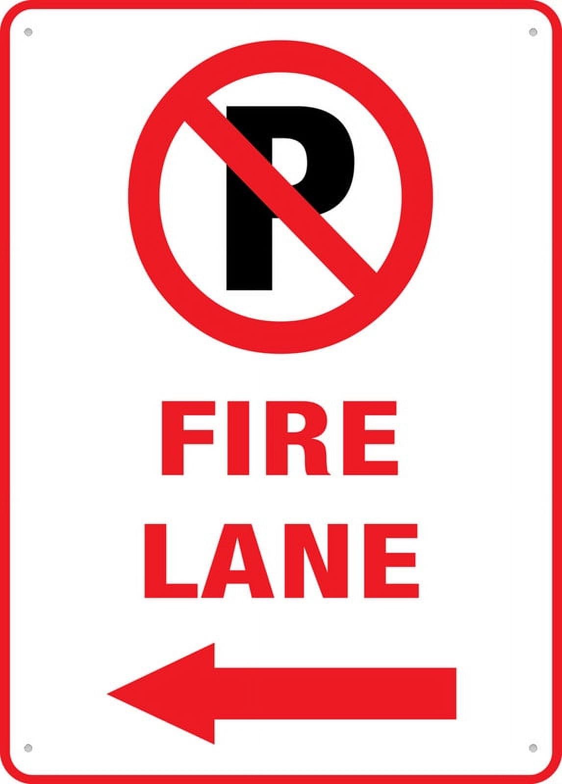 No Parking Fire Lane (Left Arrow) Sign - Aluminum 12x8 inch, Pre-Drilled Holes for Easy Mounting, Outdoor Use for Business