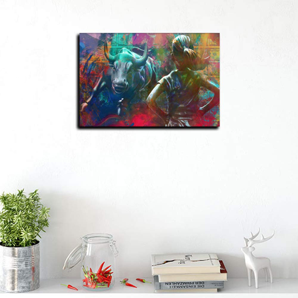 Inspirierende Leinwandbild, Motiv: "Charging Bulle", motivierendes Gemälde, inspirierende Unternehmer-Poster, Drucke, Kunstwerk-Dekorationen, Giclée-Dekoration für Zuhause, Büro, fertig zum Aufhängen,