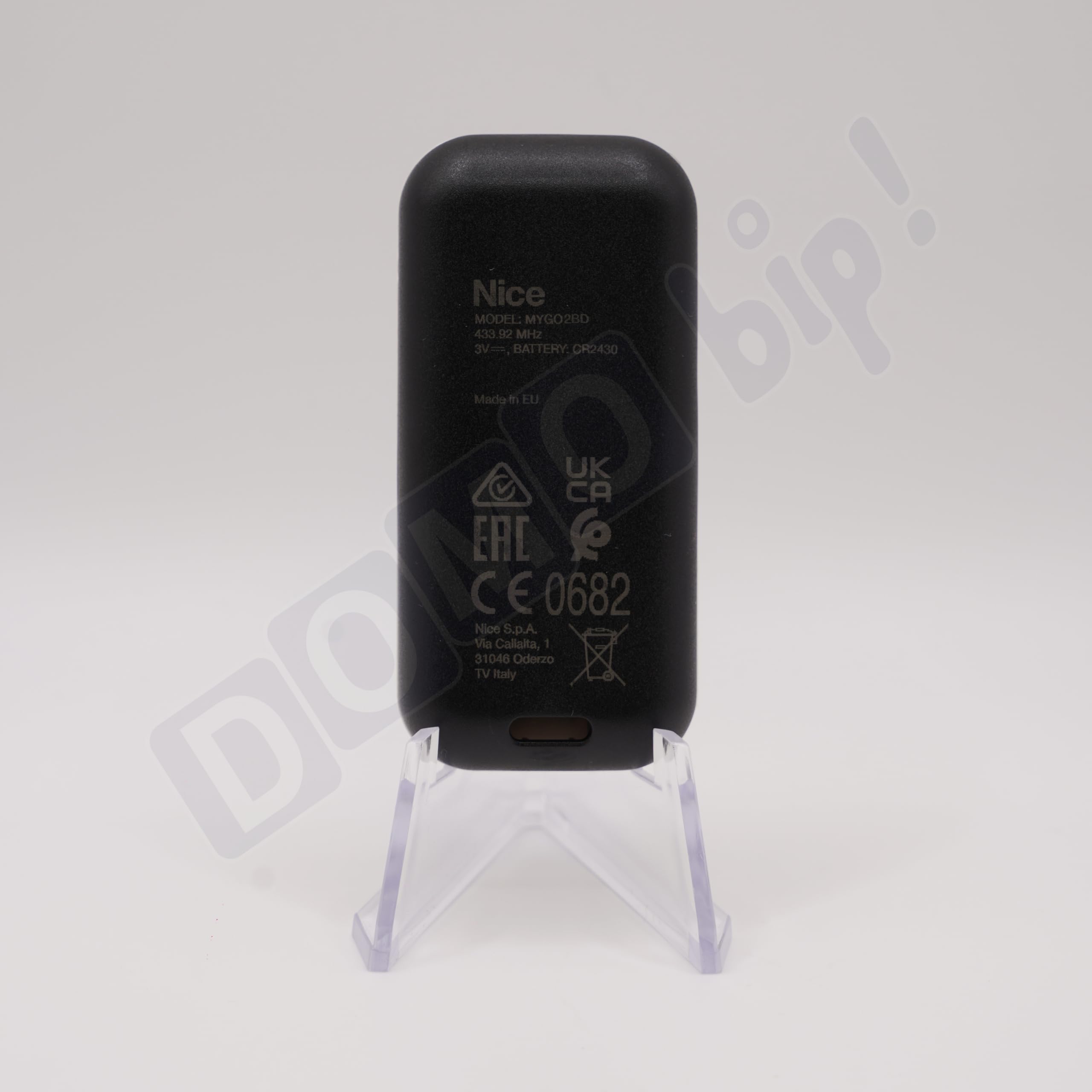 Nice MyGO2BD - Mando a distancia para puertas y puertas de garaje - 2 canales - IP30 - Frecuencia: 433,92 MHz - Codificación: Bidireccional BD & O-Code - Compatible con receptores OXIBD, OXI, OX2,