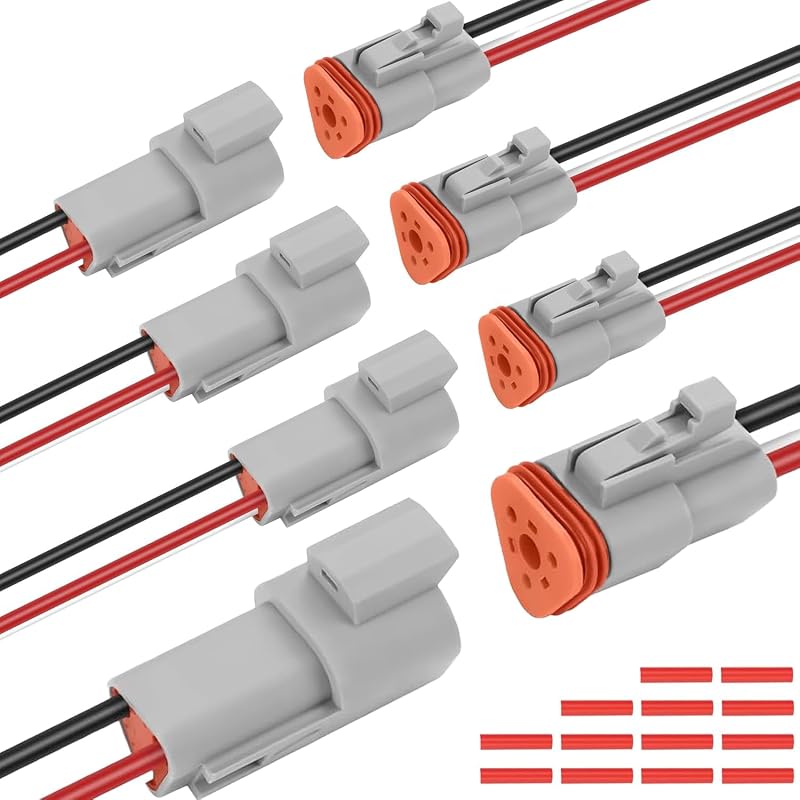 Conectores Elétricos à Prova d’Água Tevacohn Deutsch DT Series DT02, 3 Pinos com Fio 14 AWG – 4 Pares