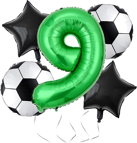 Globos de fútbol para decoración de cumpleaños número 9 para niños, suministros de fiesta de cumpleaños de fútbol Qatar 2022 Copa Mundial de fútbol