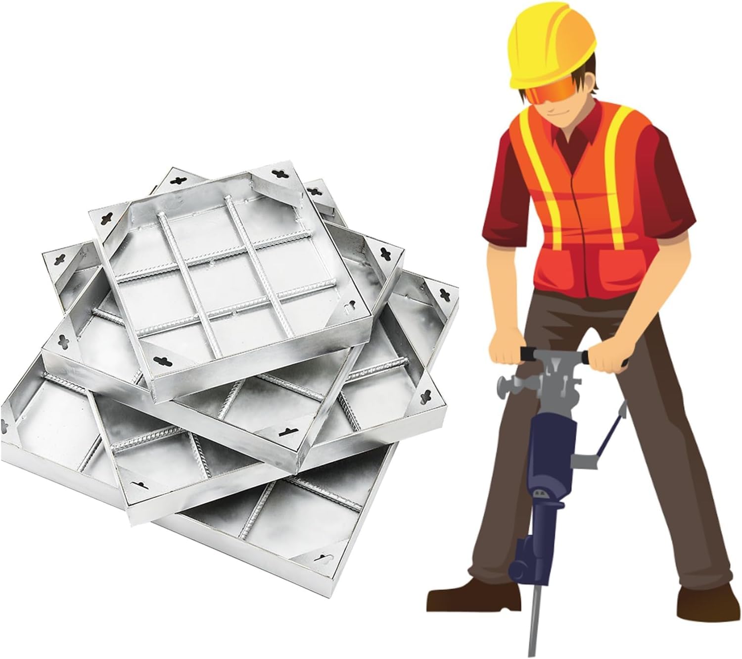 Couvercle de trou d'égout invisible 30-70 cm avec cadre pour drainage de terrasse