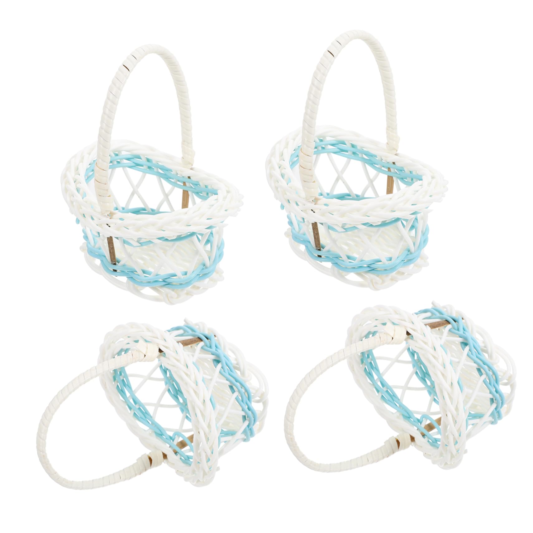 OFFSCH 4pcs Mini Woven Flower Basket Storage Baskets Hamper Home Decor Mini Storage Basket Decors Miniature Basket Decoration Mini Baskets Micro Scene Household Plastic Picnic Basket