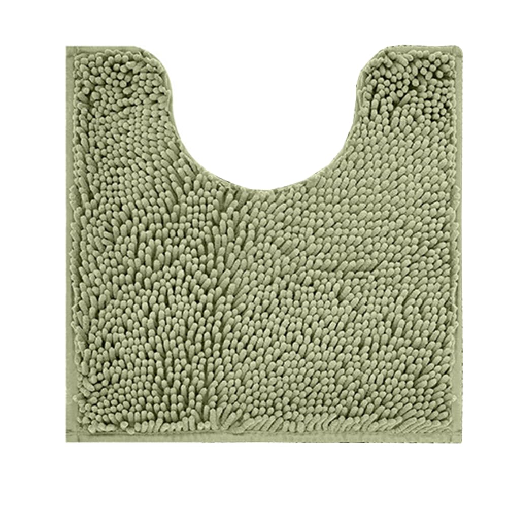 Reyox Tapete de baño de chenilla, tapetes para inodoro en forma de U, tapete de baño de felpa suave, absorbente y peludo, tapete d
