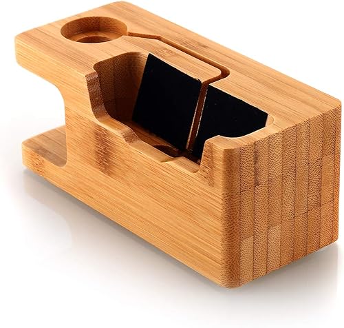 Miniatura 4 de WATCH Stand, aicase Madera de Bambú Soporte de carga Dock, carga Dock, madera de bambú estación de cargacuna para Apple Watch, iPhone, smartphone,