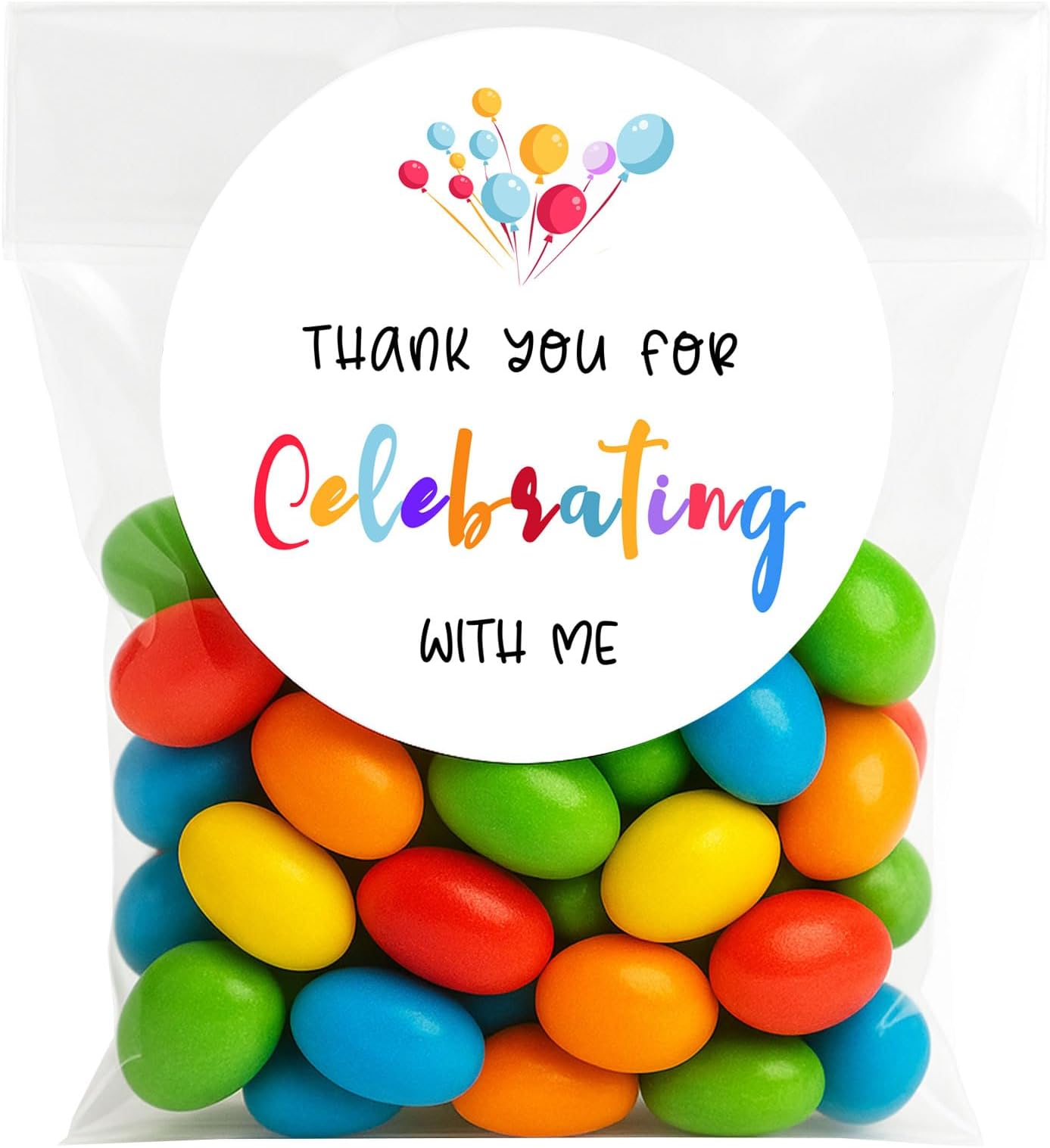 Thank You for Celebrating Favor Stickers: 120PCS 1.6" Round Party Labels Seals for Treat Bags Gift Bags Envelopes Classroom Handouts Birthday Baby Shower Graduation Decorations Rainbow Balloon Design