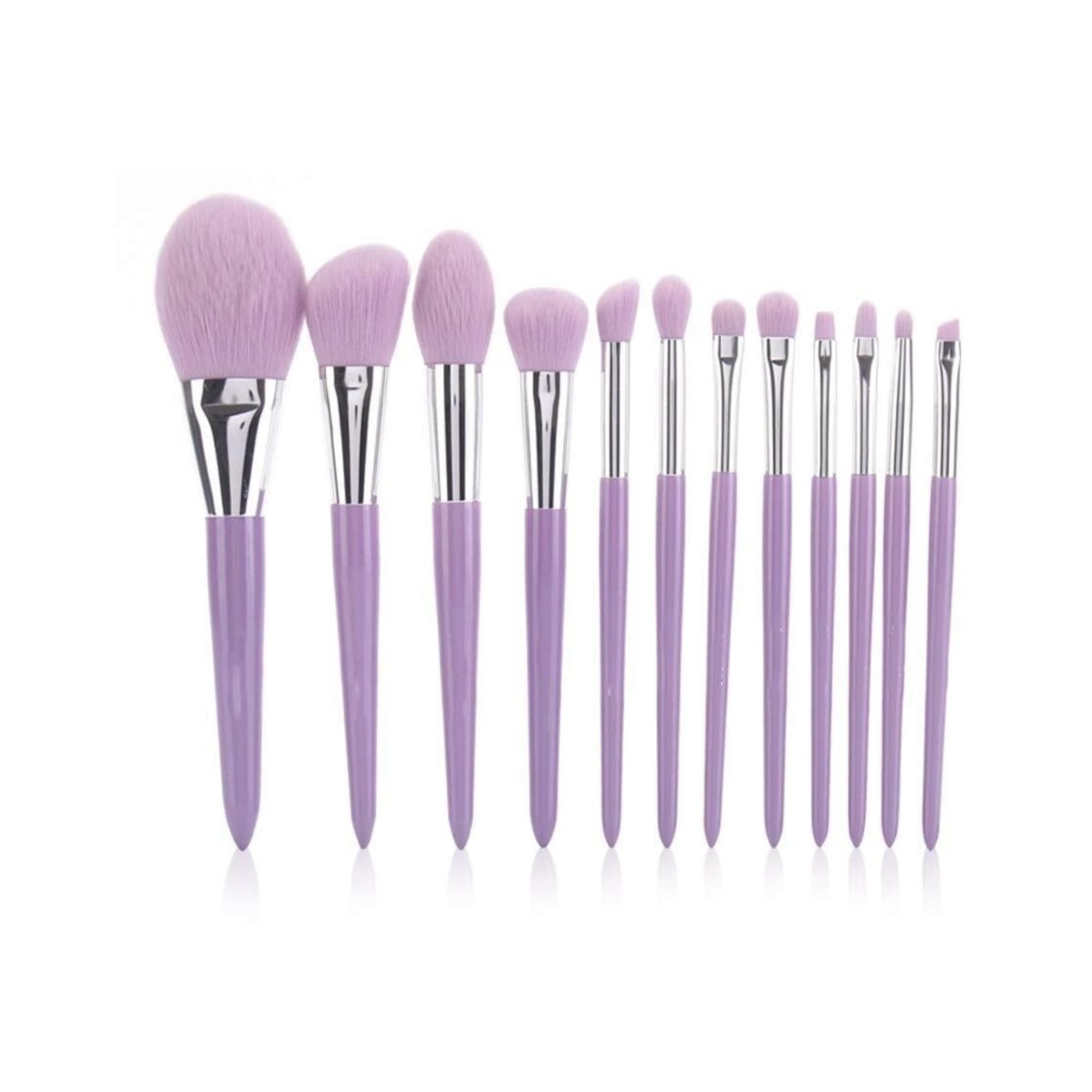 Juego De 12 Brochas De Maquillaje Sintéticas, para Corrector, Base, Sombra De Ojos Y Maquillaje con Mango Cónico,