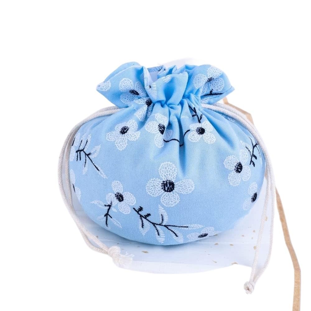 Silk Brocade Jewellery Bags, 4 Pcs Multicolor Chinese Embroidered Floral Drawstring Empty Sachet Bags For Jewelry(Blue)