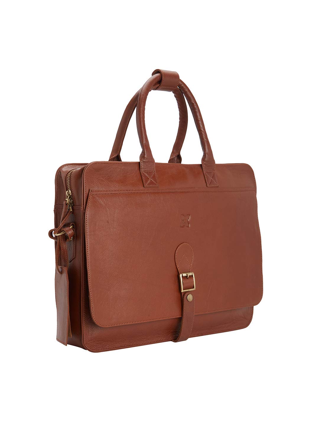 MERECER MELHOR Premium Genuine Leather Quondam Laptop Bag- Brown/TAN
