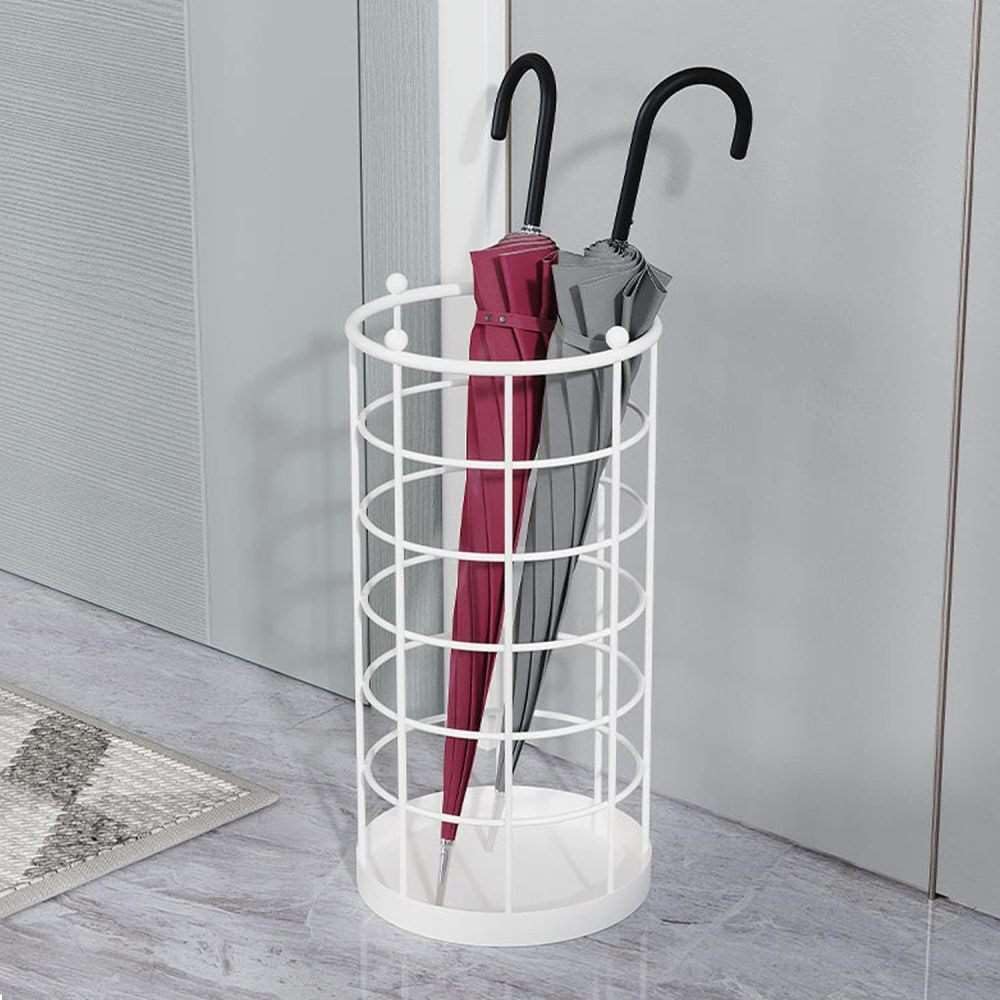 NEUMARK Modern Round Metal Umbrella Stand, Free Standing Holder for Home Office Entryway, 50cm, Black/White/Gold (White)-image-35