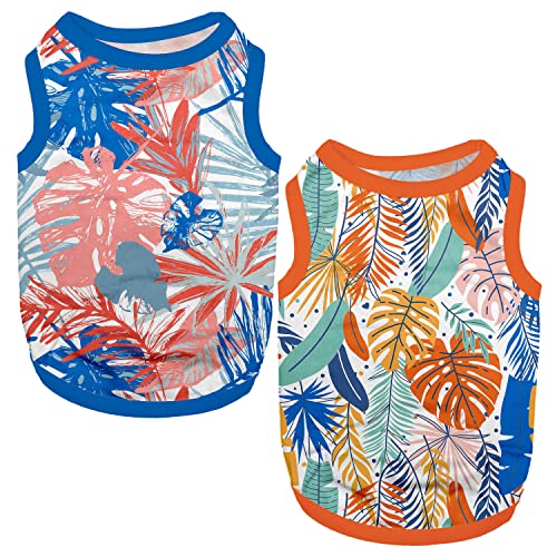 2 Pack Dog Shirts Hawaii Pet Vest Quick Dry Soft Stretchy Summer Soft Sleeveless T-Shirt Dog Cat Clothes For Small Medium Girl Boy, Small #TOP24