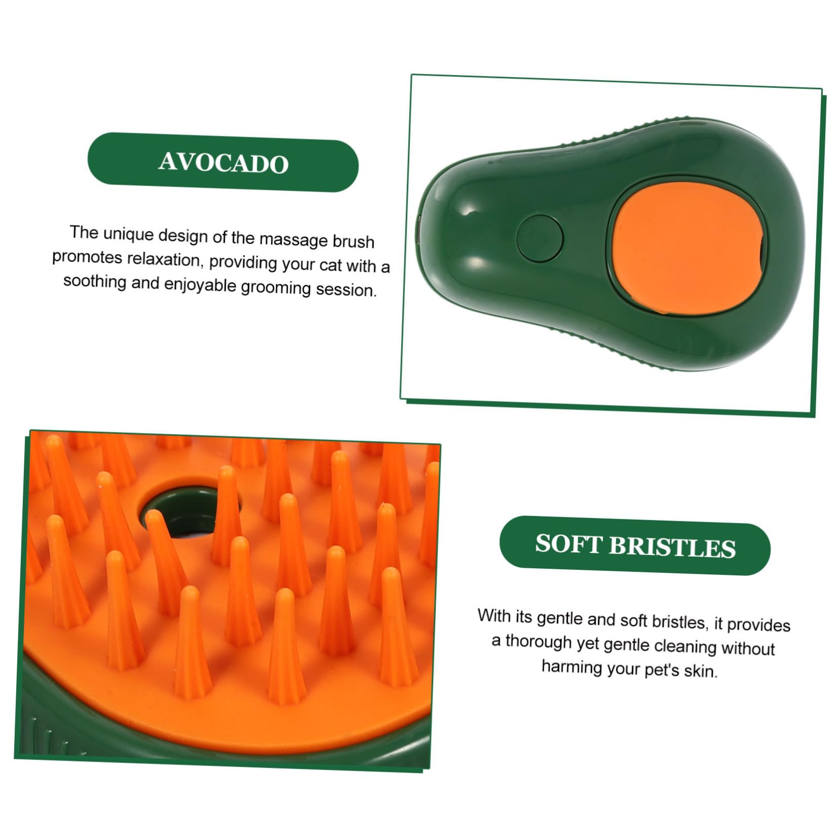 Mipcase 4pièces Brosse à Vapeur Pour Brosse De Toilettage Auto-nettoyante Avec Spray De Massage Pour Animaux Élimine Poils Lâches Facile à Utiliser Et Ergonomique