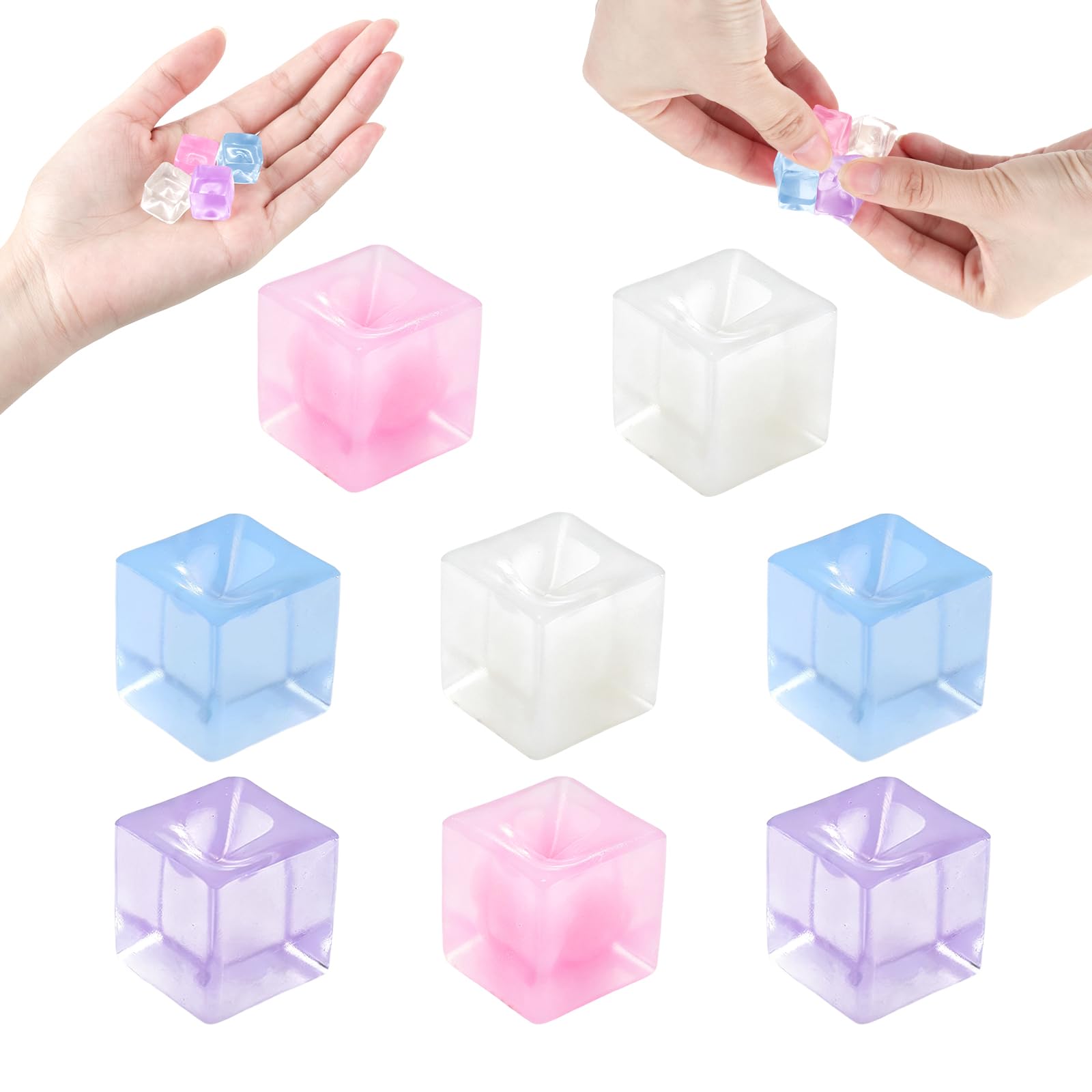 1.5cm Ice Cube Squishy- 8pcs Soft Stress Relief Toys For Kids Adults, Cube Squeeze Fidget Toy Sensory Anxiety Stress Relief For Home School Office, Office Desk Decor, Calming Sensory Gift