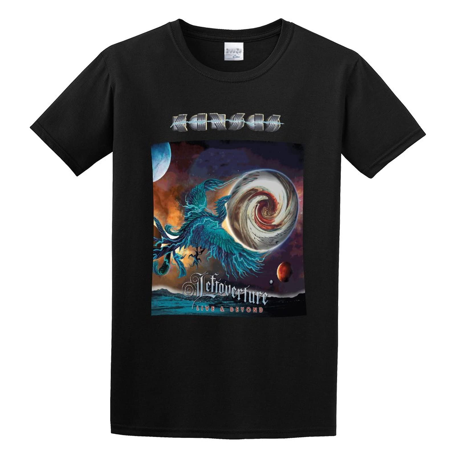 THE KING OF TOMATO Kansas Band Leftoverture Live Beyond Unisex 100% Cotton Short-Sleeve T-Shirts Black L
