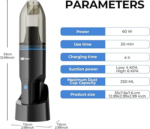 Miniatura 9 de Apical Life Aspiradora de mano inalámbrica, motor sin escobillas de 10000 Pa, aspiradora de coche de succión fuerte, 1.6 libras, mini aspiradora