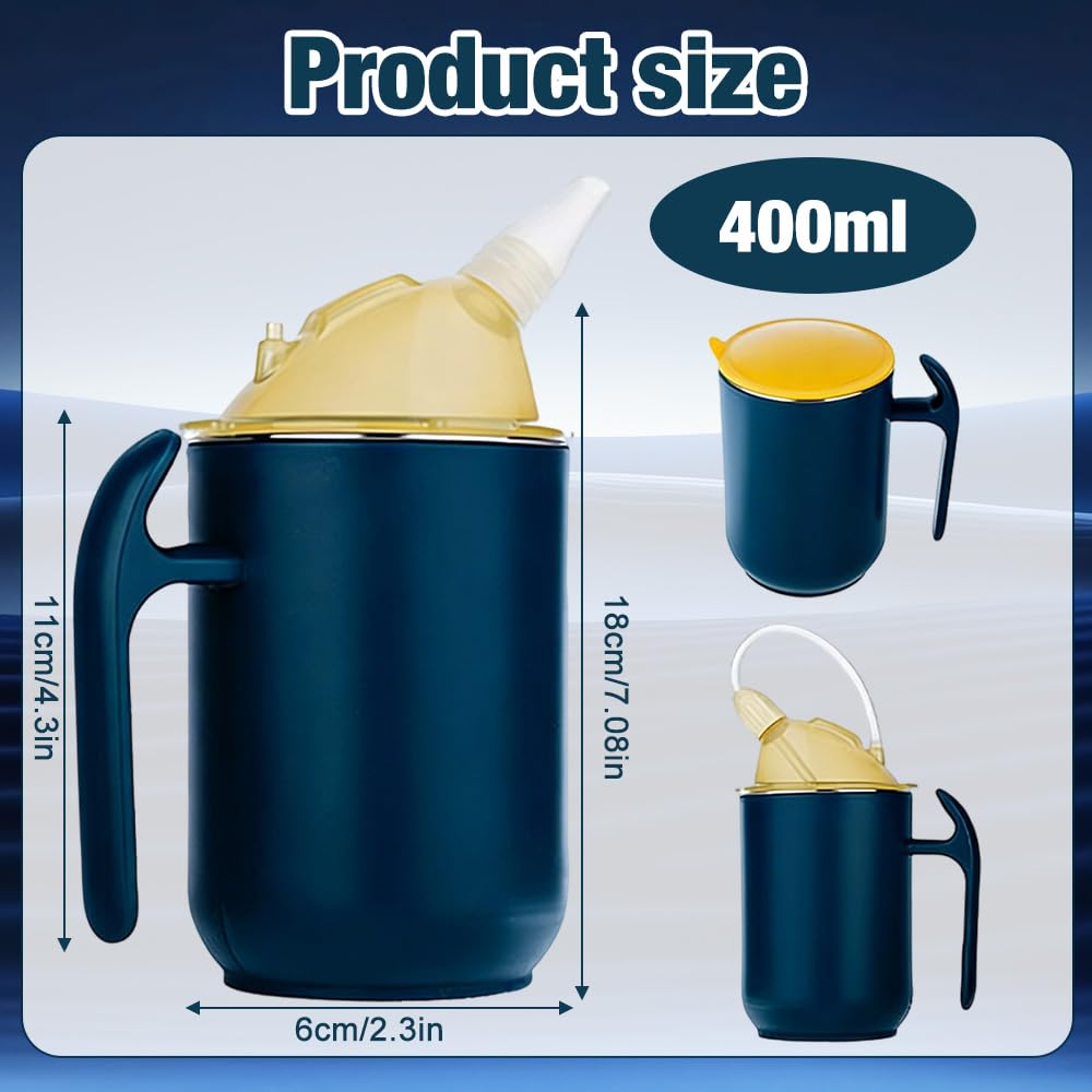 Kubek z dzióbkiem 3 w 1, dla seniorów, 400 ml, szczelny, dla seniorów z uchwytami, dla pacjentów, niepełnosprawnych, macierzyństwa (niebieski)