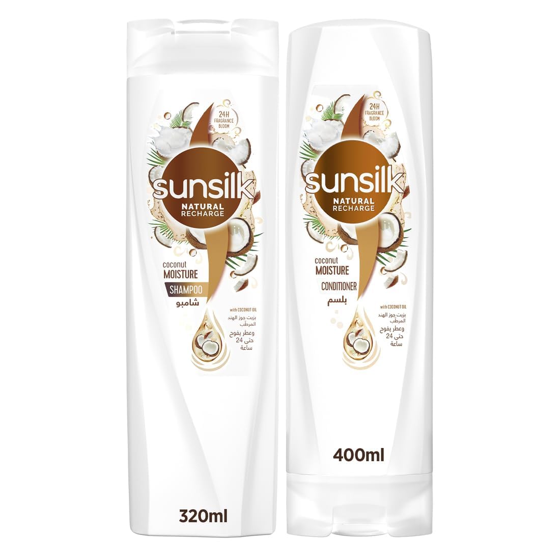 SUNSILK Naturals Shampoo & Conditioner, For Dry Hair, Coconut Moisture, with Natural Coconut Oil, 400ml + 320ml