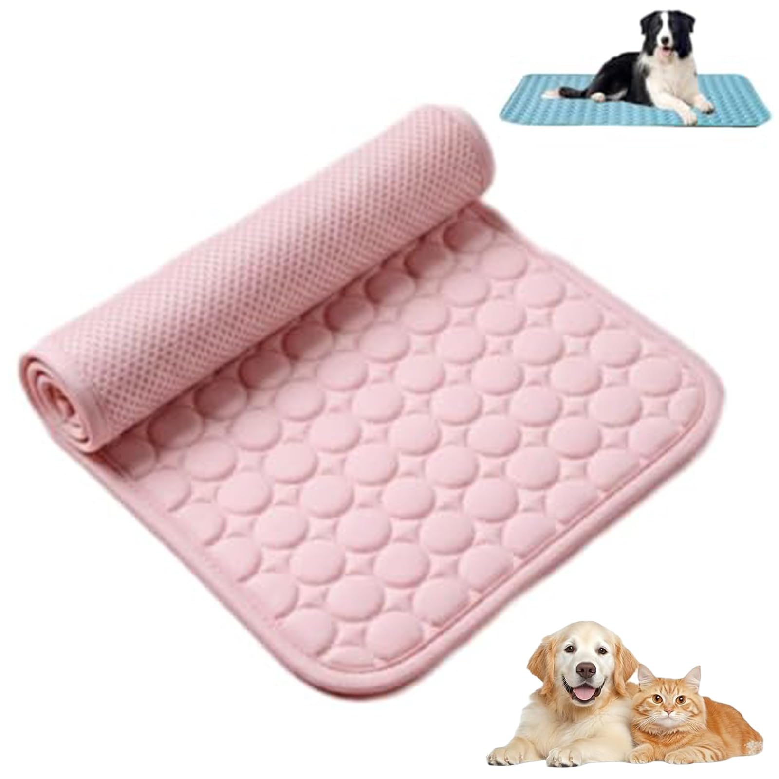 Arctic Cooling Dog Mat, Ice Silk Breathable Pet Cooling Mat for Crates Sofas & Summer Garden Relaxation (Pink,XXL)