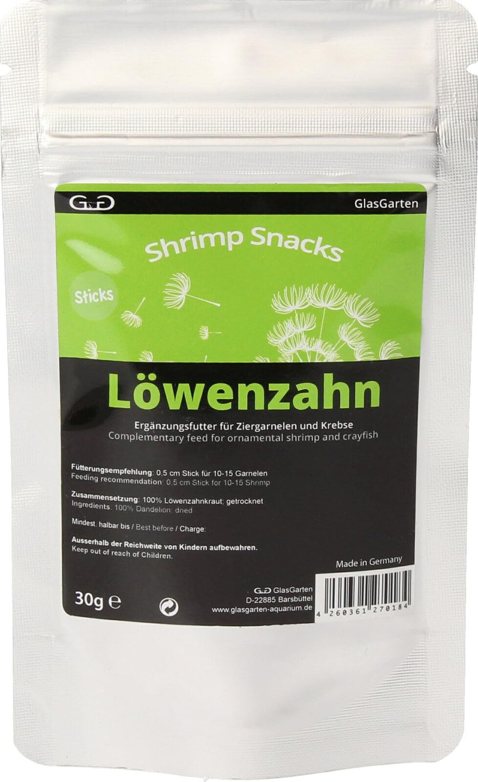GlasGarten Dandelion | 30g - Aquarium Shrimp Snacks