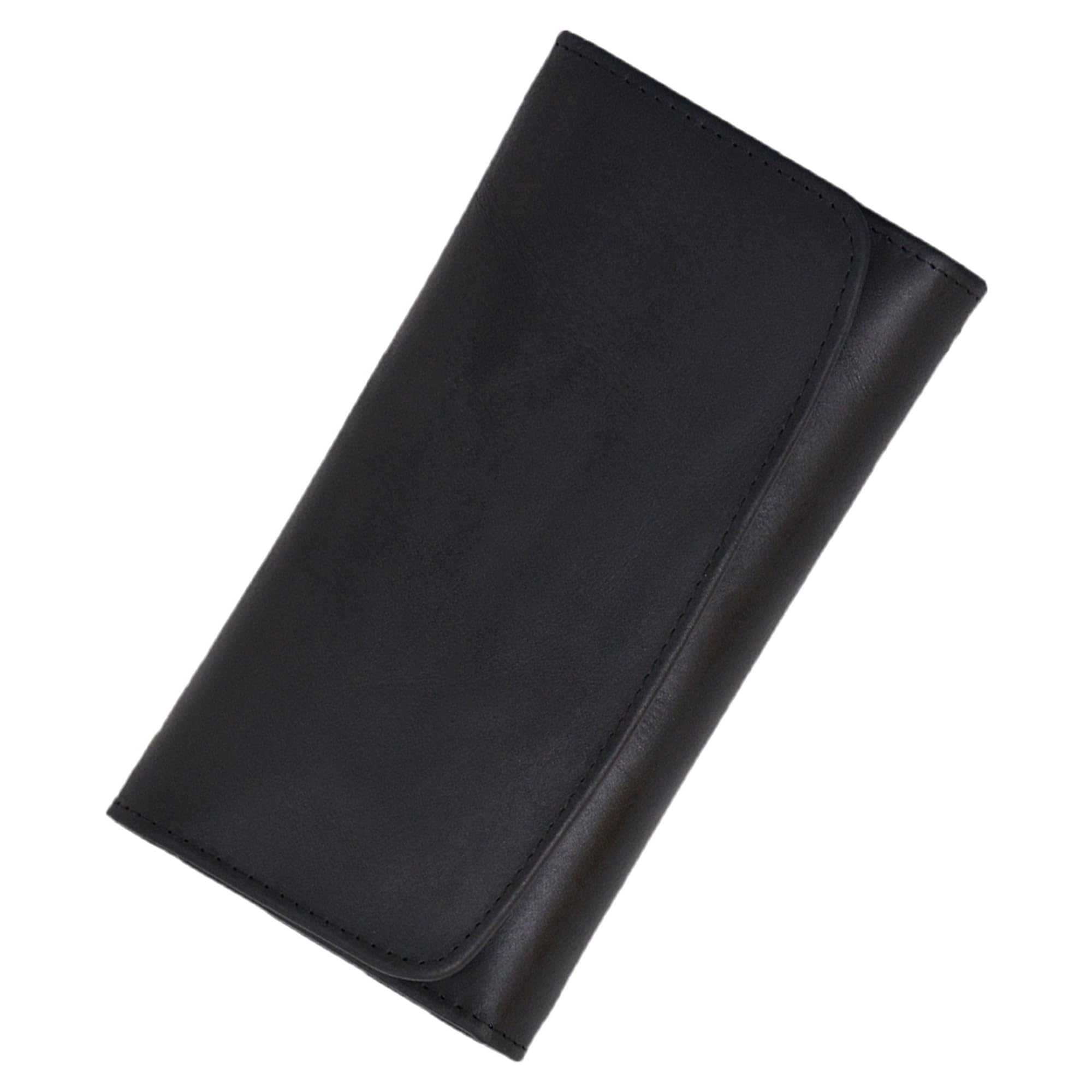 HUFFAM Genuine Leather Wallets for Women 2024 RFID Blocking Ladies Large Trifold Slim Clutch Black Wallet for Women - 13 Card Slots, 4 Cash Slots -