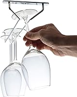 Vista 2 de Estante para copas de vino de 14 pulgadas, soporte para copas de vino bajo gabinete de acero inoxidable con acabado cromado - soporte colgante