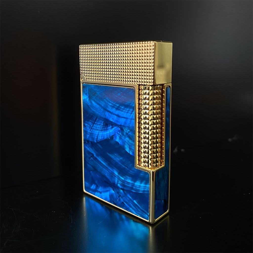 Classic Pure Copper Lighter, Portable Creative Lighter Inlaid with Natural Blood Shell Craftsmanship, Flip Cover with Crisp Piano Sound, High-End Giftr(A13)