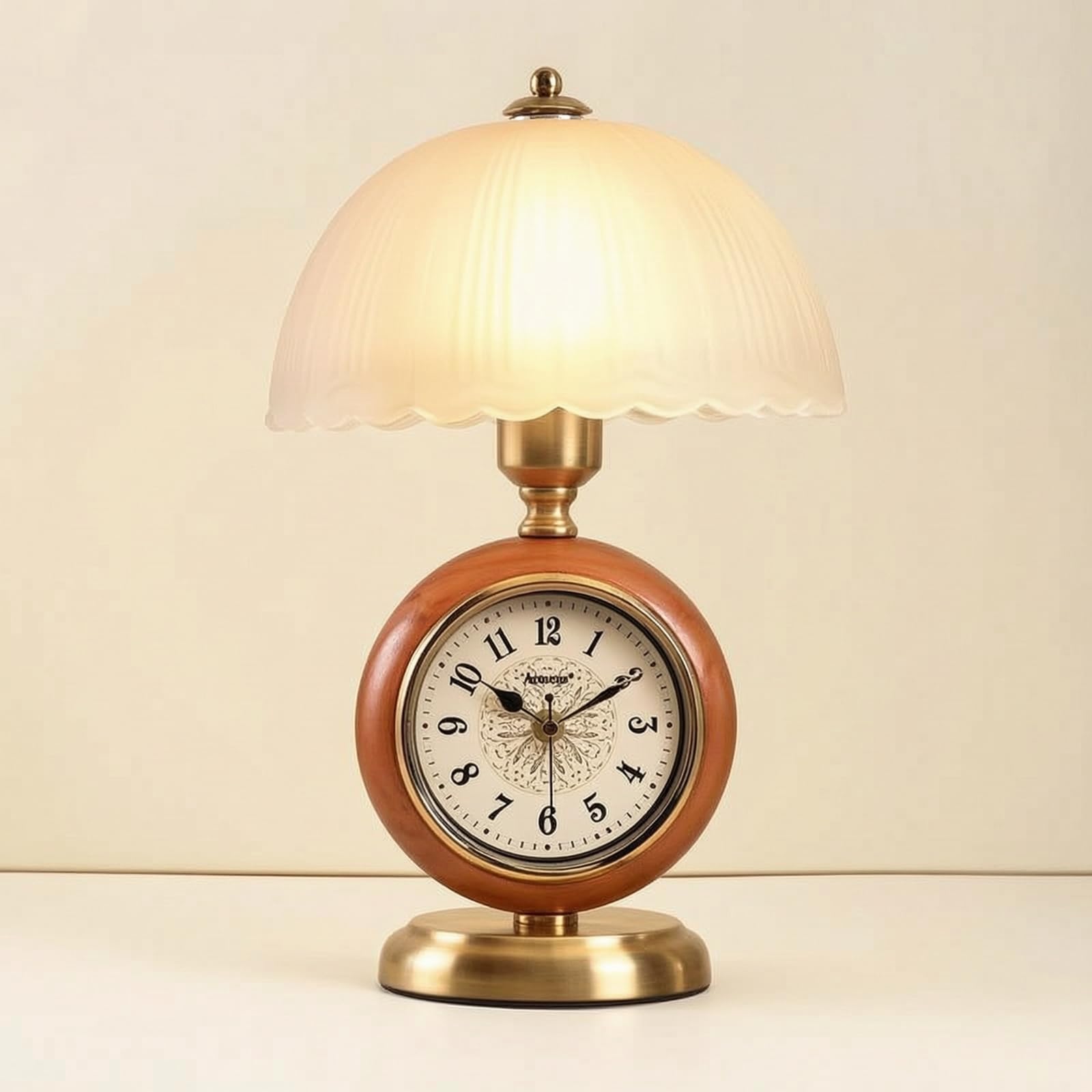 Lampe Table avec Horloge Intégrée Chaleureuse Lampe Chevet avec Horloge Douce Luminaire pour Bureau, 602-0039g Ceramic