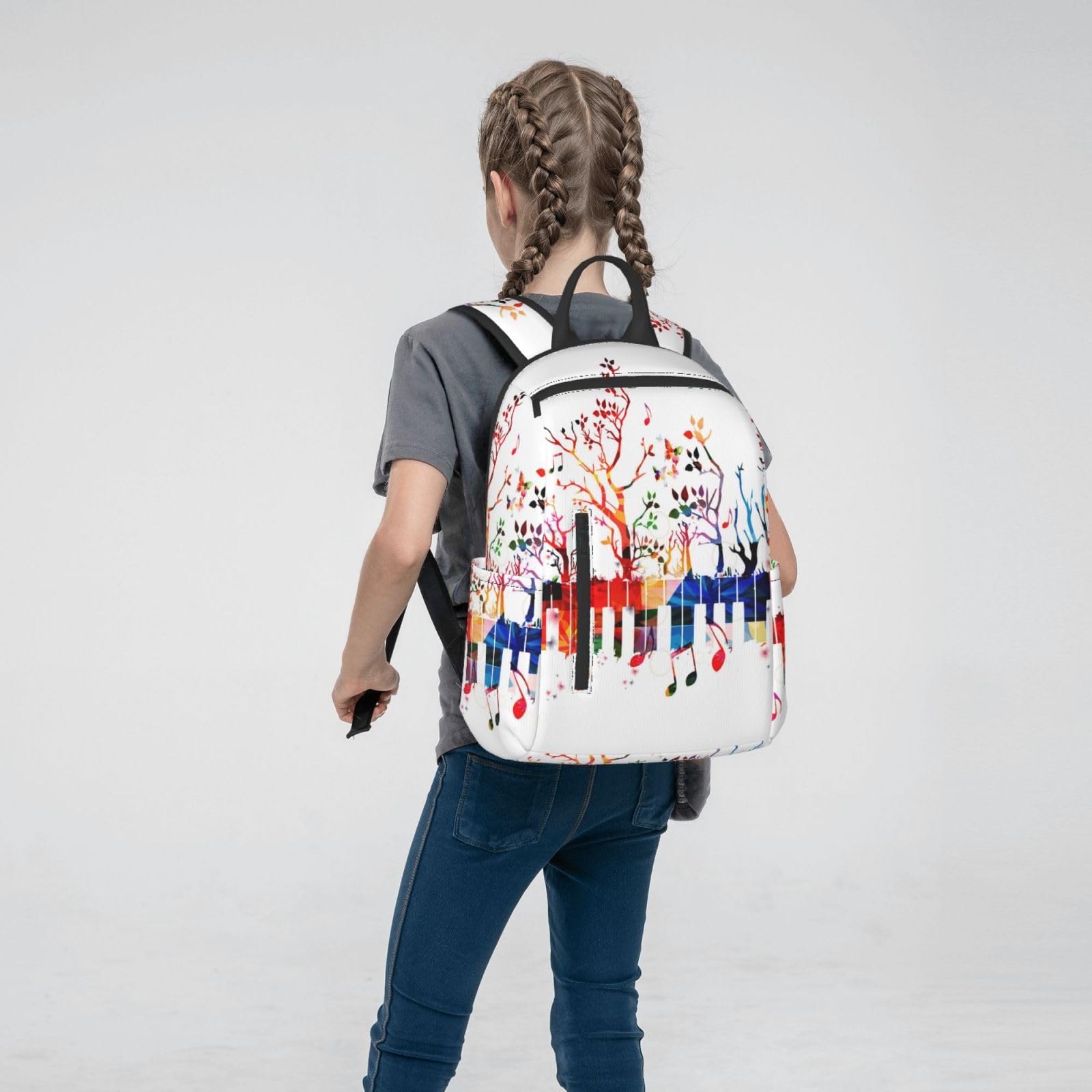 Colorato Tastiera Pianoforte Nota Musicale Stampato Zaino leggero Borsa da viaggio Zaino Casual