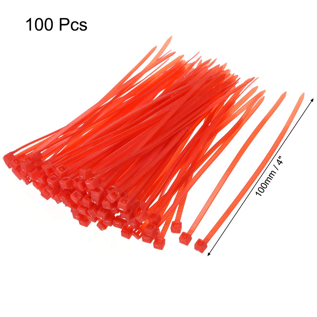 100 Bridas de Nailon for Cables de 4 Pulgadas con Cierre automático y 0,09 Pulgadas de Ancho(Red)